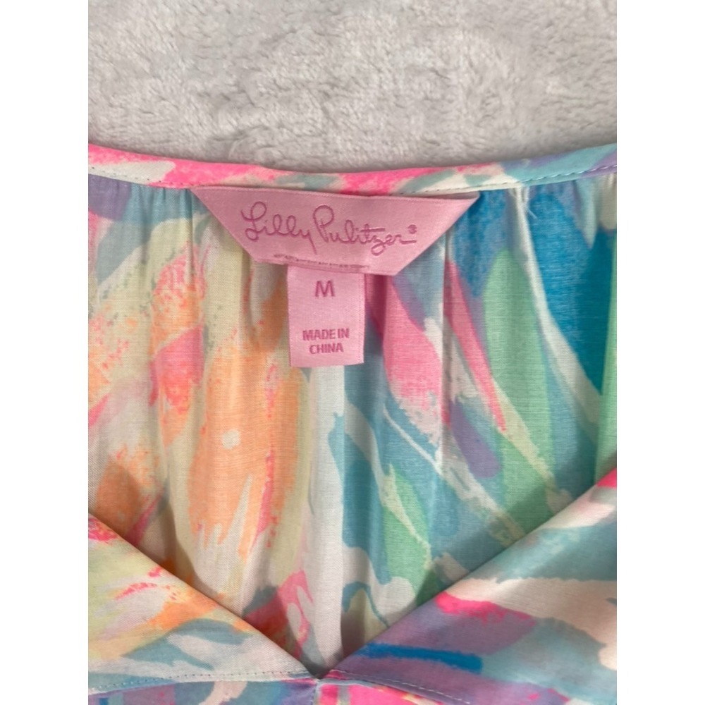 Lily Pulitzer Alanna Dress Sz M Sparkling Sands Print Coastal Resort Beach - Picture 7 of 12
